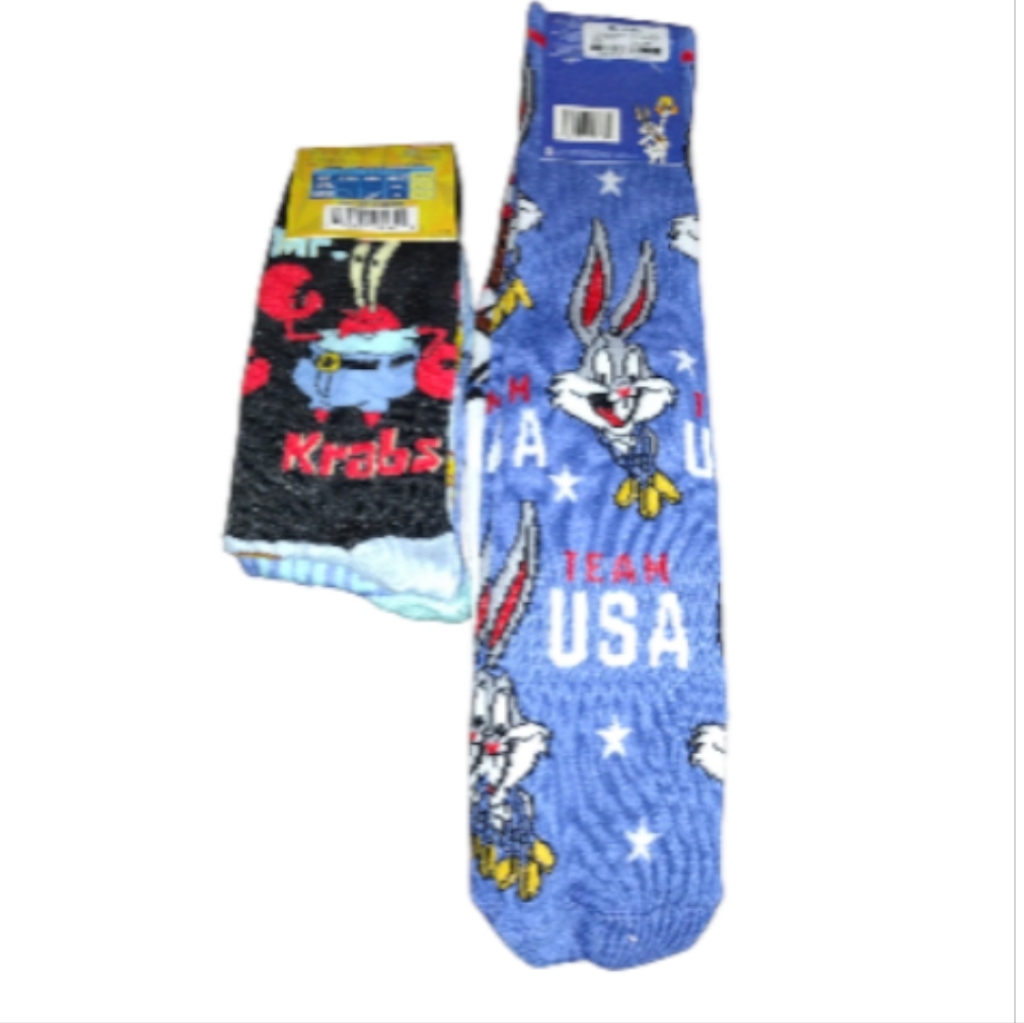 Looney Tunes & Warner Bros. Bugs Bunny Spongebob Squidward Mr Krabs Sock Bundle